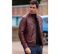 'Vincenzo' Mens Leather Biker Jacket Ashwood Leather Burgundy XXXL