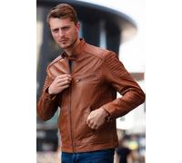 'Vincenzo' Mens Leather Biker Jacket Ashwood Leather Tan XL