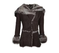 Ashwood Leather 'muna' Toscana Long Haired Shearling Jacket With Large Hood In Brown Brown