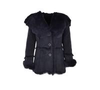 Ashwood Leather 'muna' Toscana Long Haired Shearling Jacket With Large Hood In Navy Navy