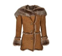 Ashwood Leather 'muna' Toscana Long Haired Shearling Jacket With Large Hood In Tan Tan