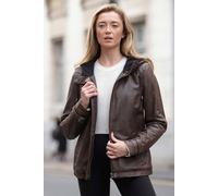 Ashwood Leather 'nicola' Real Leather Hooded Jacket Women Coat In Khaki Khaki 14