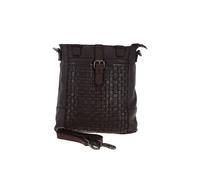 Ashwood Leather 'perfezione' Vintage Woven Leather Shoulder Bag In Dark Brown Dark Brown