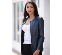 Ashwood Leather Real Leather Casual Collarless Jacket In Navy Navy 26
