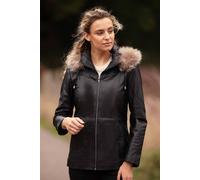 Ashwood Leather Real Leather Hooded Jacket With Fur In Black Black