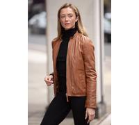 Ashwood Leather Real Leather Mandarin Collar Jacket In Tan Tan