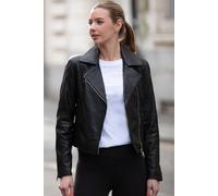 Ashwood Leather Real Veg Tanned Leather Plain Biker Jacket In Black Black