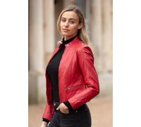 Ashwood Leather 'serefina' Real Leather Biker Jacket In Red Red 24