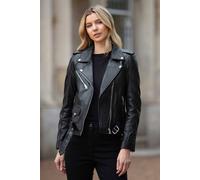 Ashwood Leather 'stella' Real Leather Fashion Biker Jacket In Black Black