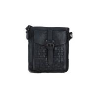 Ashwood Leather 'tramonto' Vintage Woven Leather Crossbody Bag In Black Black