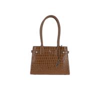 Ashwood Leather Two Section Croc Print Real Leather Tote Bag In Tan Tan