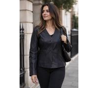 Ashwood Leather V-Neck Real Leather Jacket In Black Black