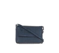 Ashwood Leather 'valentina' Flap Over Croc Print Real Leather Shoulder Bag In Navy Navy