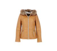 Ashwood Leather 'venezia' Fur Trim Hooded Real Leather Jacket In Tan Tan