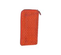 Ashwood Leather Vintage Woven Leather Zip Around Large 10 Card Coin Note Purse In Orange Orange