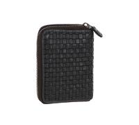 Ashwood Leather Vintage Woven Leather Zip Around Small 6 Card Coin Purse In Dark Grey Dark Grey