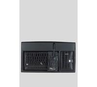 Ashwood Leather 'wise Tour' Croc Print Real Leather Gift Travel Set In Black Black One Size