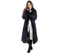 Ashwood Leather Women's 'Alaska' Long Length Toscana Suede Leather Coat in Navy | Size: 10