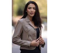 Ashwood Leather Women's 'Angel' Real Leather Three Button Blazer in Beige | Size: 14
