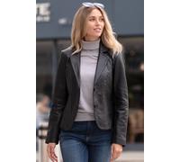 Ashwood Leather Women's 'Angelica' Real Leather Two Button Blazer in Black | Size: 14