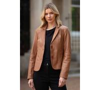 Ashwood Leather Women's 'Angelica' Real Leather Two Button Blazer in Tan | Size: 24