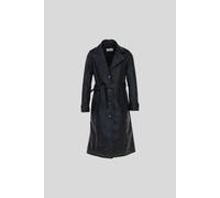 Ashwood Leather Women's Elegant Longline Genuine Leather Trench Coat with Waist Tie in Black | Size: 22