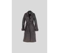 Ashwood Leather Women's Elegant Longline Genuine Leather Trench Coat with Waist Tie in Chocolate | Size: 18