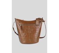 Ashwood Leather Women's 'Expression' Croc Embossed Real Leather Shoulder Bag in Tan