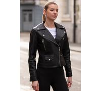 Ashwood Leather Women's Genuine Leather Regular Fit Moto Biker Jacket with Zip Pockets in Black | Size: 18