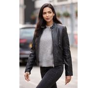 Ashwood Leather Women's 'Kore' Real Leather Biker Jacket in Black | Size: 10 Ashwood Leather Black 10