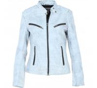 Ashwood Leather Women's 'lolita' Real Leather Mandarin Collar Biker Jacket in White | Size: 14