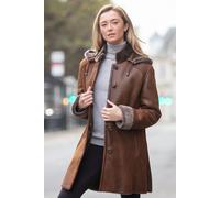 Ashwood Leather Women's 'Lynette' Sheepskin Duffle Coat in Brown | Size: 8 Ashwood Leather Brown 8