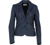 Ashwood Leather Women's 'RE Blazer' Real Leather Two Button Raw Edge Blazer in Navy | Size: 12 Ashwood Leather Navy 12