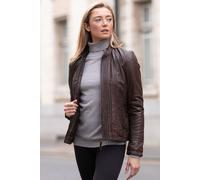 Ashwood Leather Women's Real Leather Mandarin Collar Jacket in Brown | Size: 14 Ashwood Leather Brown 14