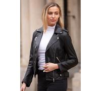 Ashwood Leather Women's 'Scarlett' Real Leather Biker Jacket in Black | Size: 22 Ashwood Leather Black 22