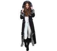 Ashwood Leather Women's 'Sophia' Long Length Sheepskin Coat in Black | Size: 16