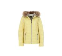 Ashwood Leather Women's 'Venezia' Fur Trim Hooded Real Leather Jacket in Yellow | Size: 16