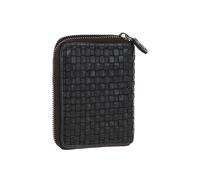 Ashwood Leather Women's Vintage Woven Leather Zip Around Small 6 Card Coin Purse in Dark Grey Ashwood Leather Dark Grey One Size