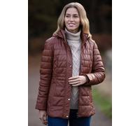 Ashwood Leather Women's 'Walbusch' Genuine Leather Quilted Hooded Jacket in Tan | Size: 18