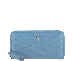 Ashwood Luxury Ladies’ Leather Purse - RFID-Protected Genuine Leather Wallet - Elegant Long Purse with 8 Card Slots, Zip Pocket & Gold Hardware - Secure, Stylish & Spacious: 32049 (Denim)