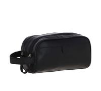 Ashwood Men’s Leather Washbag - Genuine Toiletry Bag for Men with Dual Zip, Hanging Hook & Waterproof Lining - Luxury Travel Dopp Kit: T-78 (Black)