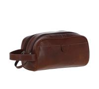 Ashwood Men’s Leather Washbag - Genuine Toiletry Bag for Men with Dual Zip, Hanging Hook & Waterproof Lining - Luxury Travel Dopp Kit: T-78 (Chestnut Tan)