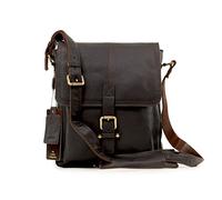 Ashwood Men's A4 Ipad Pocket Leather Messenger Bag - Brown - Benjamin