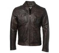 Ashwood Men's Genuine Leather Biker Bomber Jacket - Nevada Timber: Edinburgh