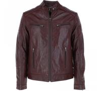 Ashwood Mens Leather Biker Jacket: Axel - S - Leather - Burgundy