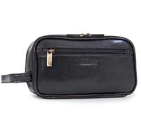 Ashwood - Men's Leather Toiletry Bag - Medium Wash Bag - Shower Travel Case with Handle - Chelsea 2080 - Black