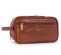 ASHWOOD - Men's Wash Bag/Shaving Bag/Travel Toiletry Bag - Genuine Leather - Chelsea 2080 - Chestnut Brown