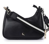 Ashwood Real Leather Crossbody Bag for Women - Gold Hardware with Adjustable Webbing Strap - Compact Everyday Shoulder Bag: 64296 (Black)