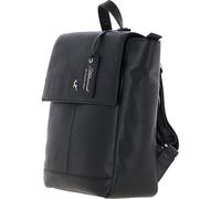 Ashwood Real Leather Flapover Backpack for Women - Pebbled Leather with Gold Hardware and Jacquard Floral Lining - Stylish & Secure Everyday Rucksack: 64257 (Black)