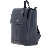 Ashwood Real Leather Flapover Backpack for Women - Pebbled Leather with Gold Hardware and Jacquard Floral Lining - Stylish & Secure Everyday Rucksack: 64257 (Cotswold Navy)